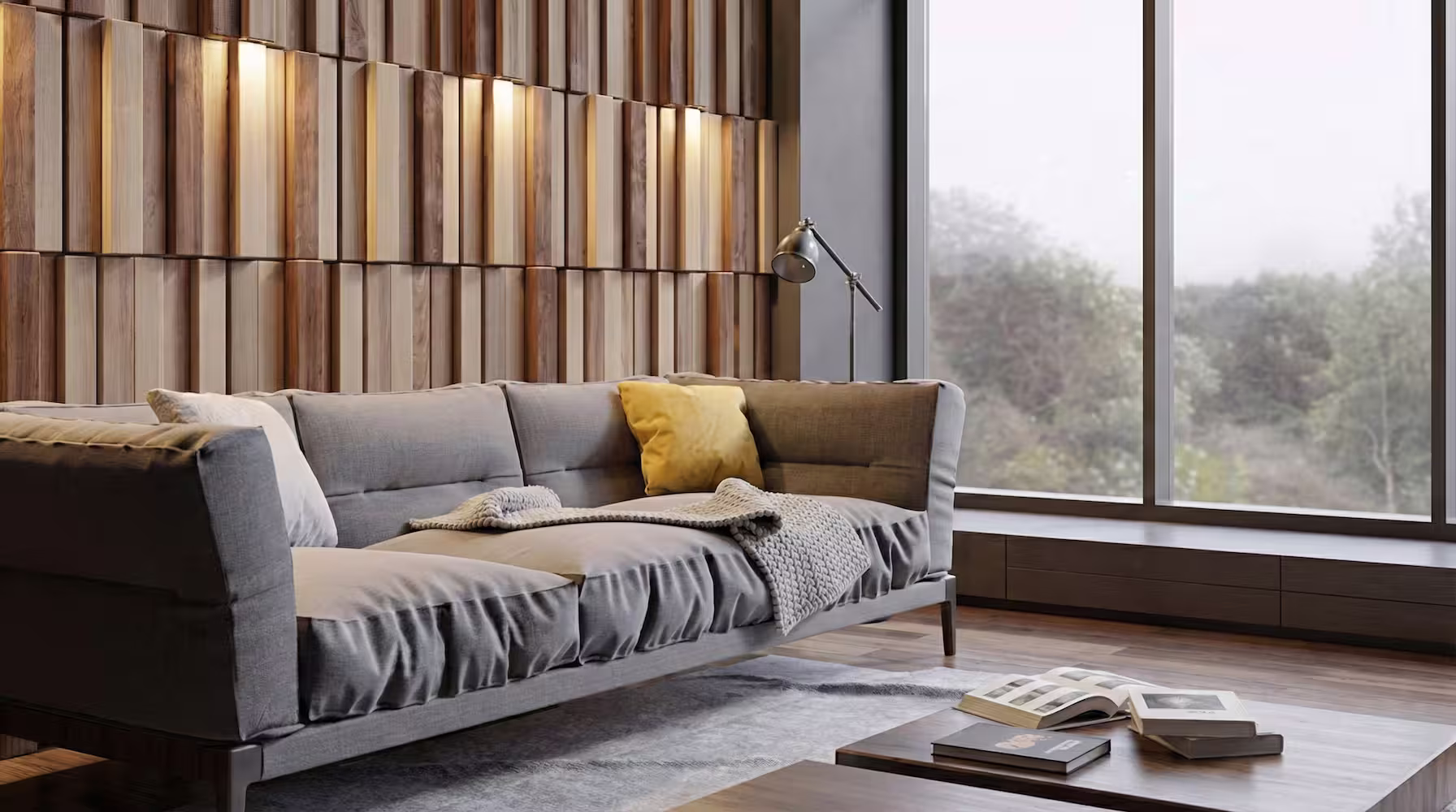 3D acoustic wood panel application — reducing echo and decorative wall design with a three-dimensional surface