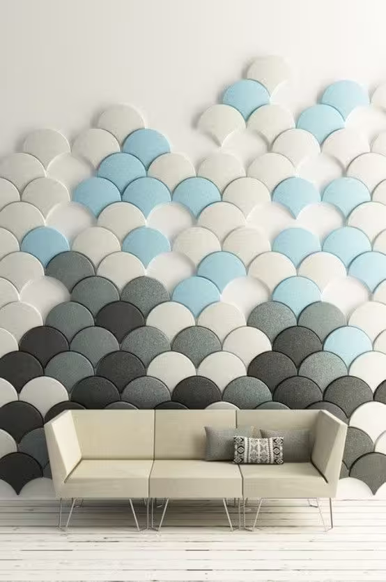 3D acoustic fabric panel application — reducing echo and modern interior decoration with a deep surface design