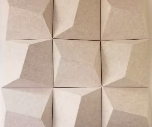 Close-up of a 3D acoustic fabric panel — acoustic fabric surface and three-dimensional form detail