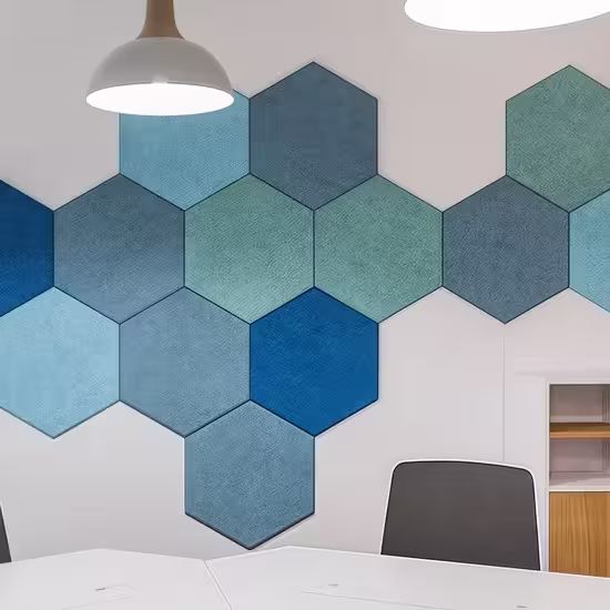 Geometric acoustic wood panel close-up — pattern detail and premium surface appearance