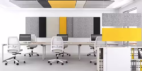 Office acoustics detail — acoustic solutions that reduce speech overlap in open-plan offices