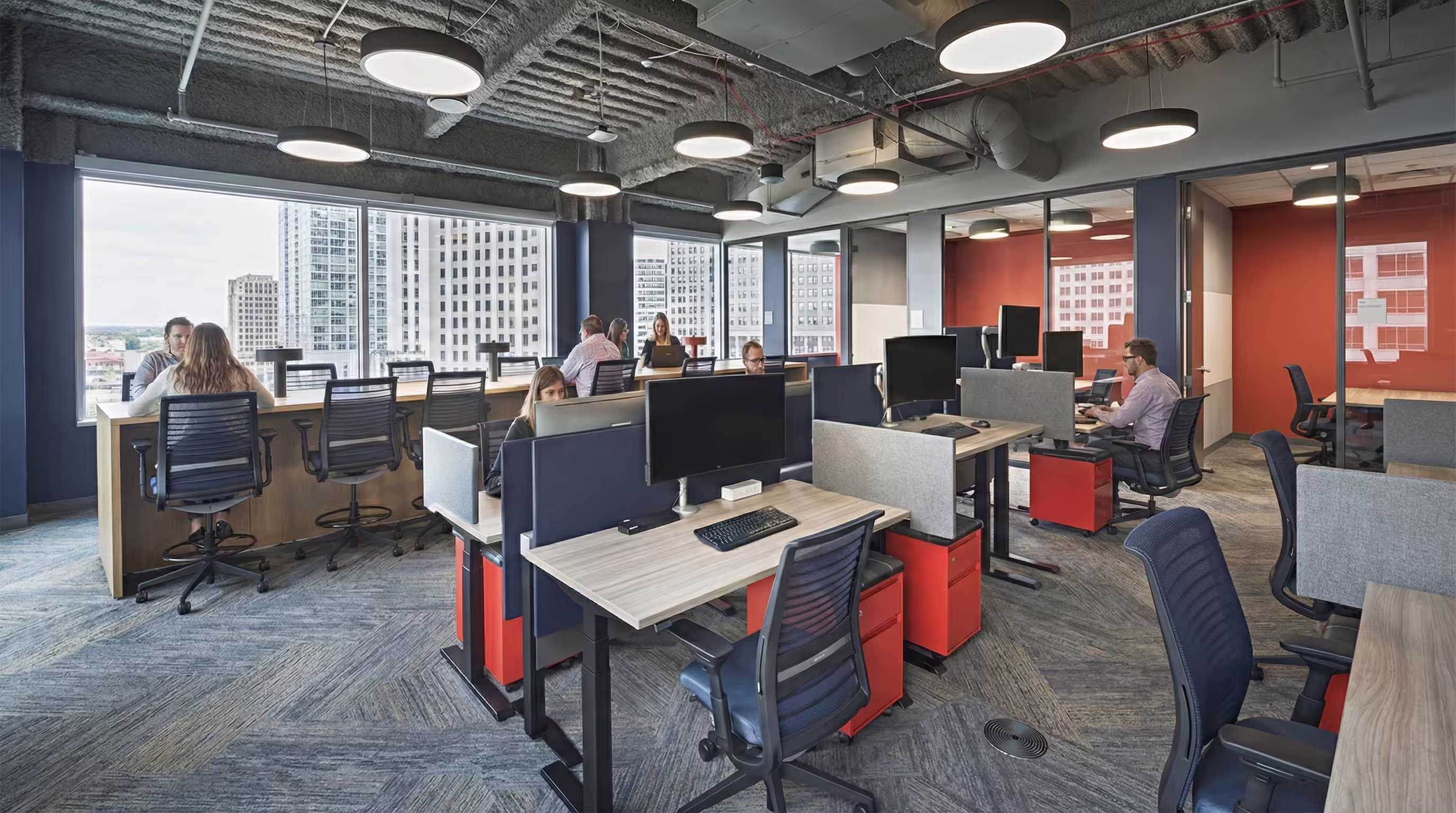 Standard acoustic fabric desk divider application — desktop acoustic divider and noise reduction in open offices
