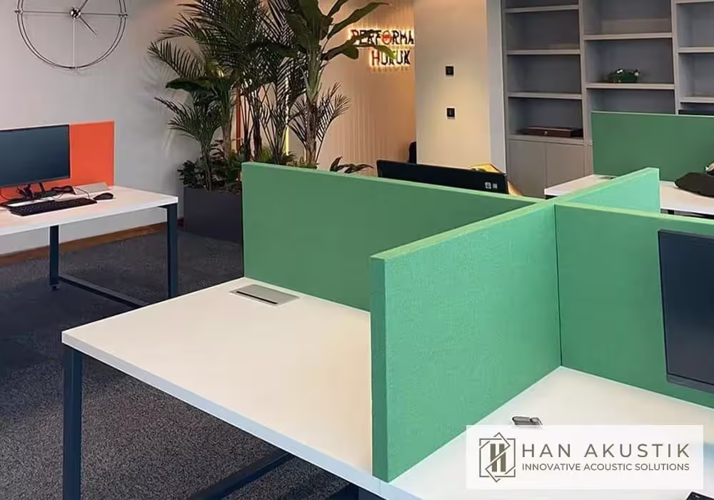 Standard acoustic fabric desk divider detail — acoustic arrangement for office and call center