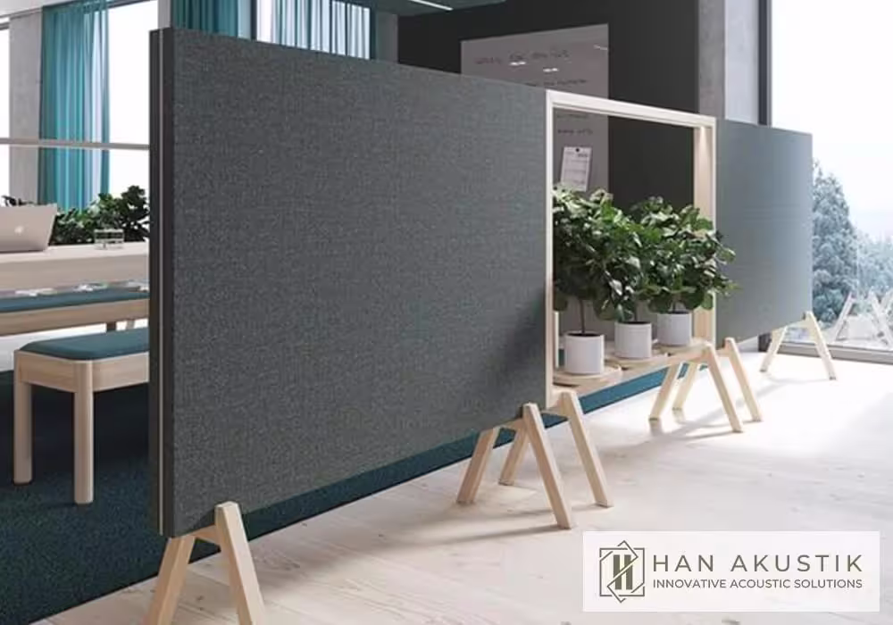 Acoustic fabric screen detail — decorative solution for privacy and noise control