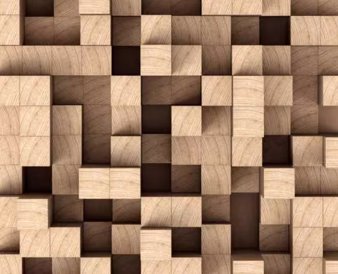 Block diffuser panel close-up — wooden block geometry and sound diffusion detail