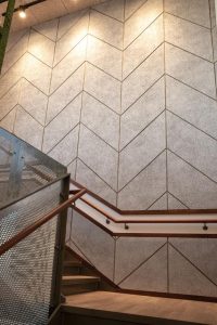 Akustik duvar paneli with modern and elegant interior design.